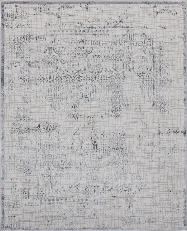 Unique Loom Aberdeen Stanhope Machine Made Border Rug Gray, Beige/Ivory 8' 0" x 10' 0"