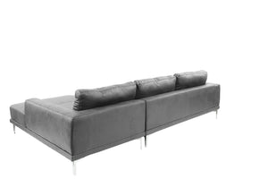English Elm Left Facing Sofa Antique Grey Breathable Leatherette Sectional with Wide Chaise, Metal Legs, Modern Comfort pillows included B011S01065