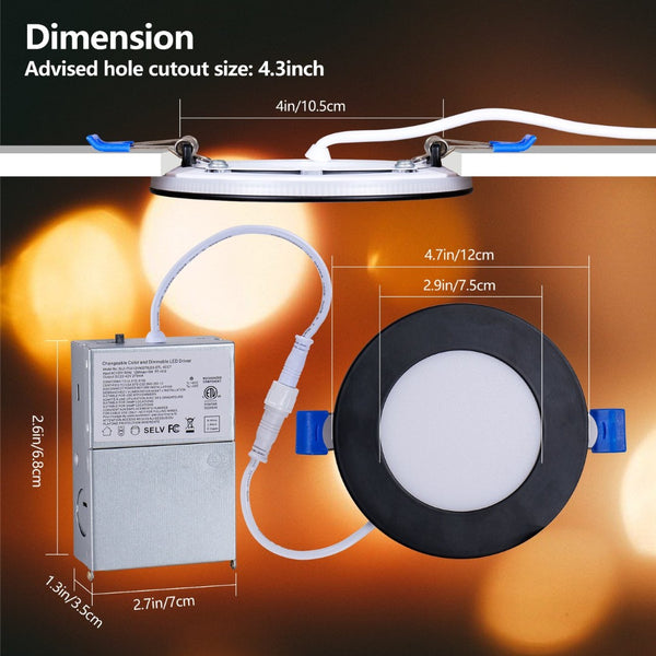 English Elm 12 Pack Canless Led Wafer Downlights 4 Inch Dimmable with Selectable Color Temperature W2312P415999