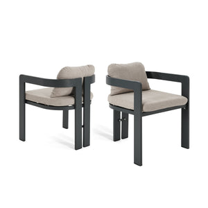 English Elm Christopher Knight Home® - Pula Outdoor Aluminum Dining Chair Set of 2 — Weather‑Resistant Lightweight Frames with Plush Cushions Beige+Black N775P221509B
