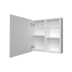 English Elm Morenci wall-mounted bathroom cabinet with mirrored door, four internal shelves for tidy storage and style White 27.2 L x 24.8 W x 4.3 H B128P237176