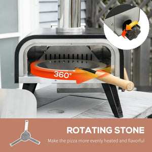 English Elm Outsunny Wood Pellet Pizza Oven Portable Rotating Stone Stainless Backyard Grill W2225P175531