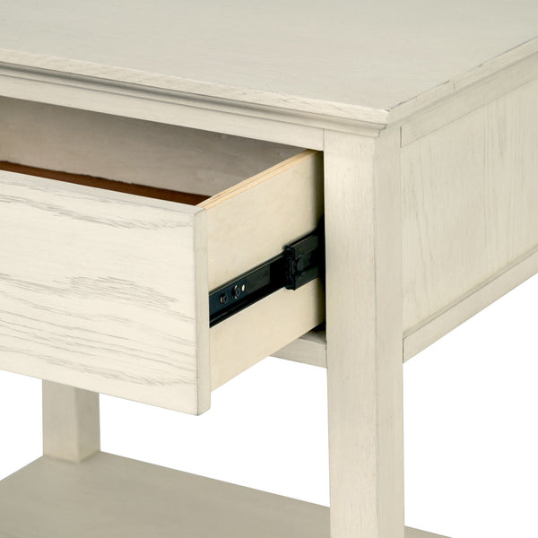 English Elm Victoria Aged Oak Nightstand with Solid Wood Legs, Wire-Brushed Veneer, Drawer & Open Shelf Cream 27 L x 22.75 W x 27.63 H B035P341165