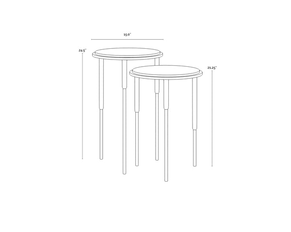 Sunpan Kyrie Nesting End Tables - Artisan Crafted Black Marble & Antique Brass Set of 2 for Unique Style