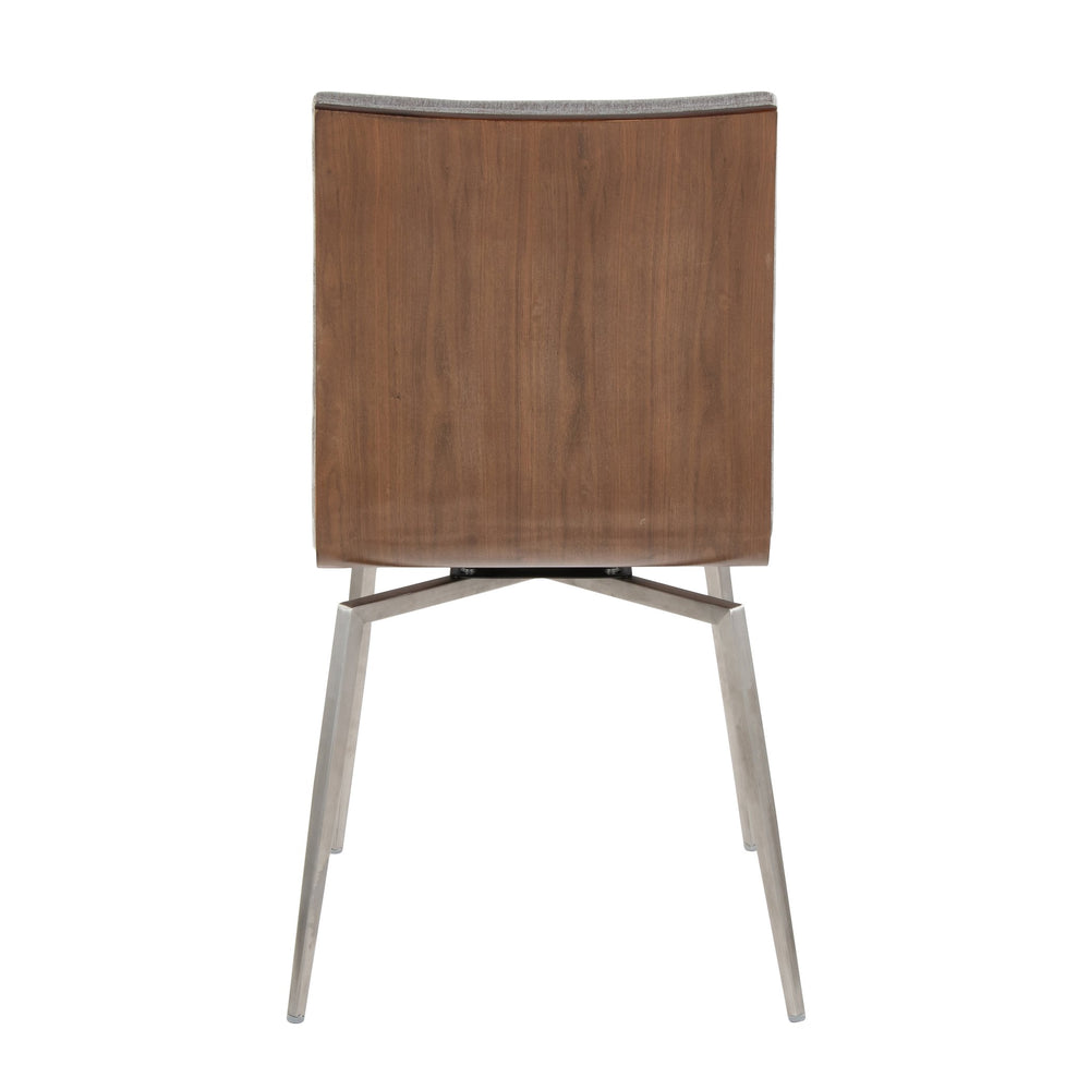 English Elm Mason Tufted Swivel Dining Accent Chair with Walnut Back & Stainless Steel Legs, Set of 2, Chic Grey B202P223609