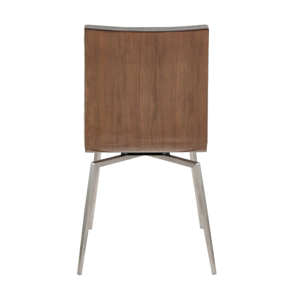 English Elm Mason Tufted Swivel Dining Accent Chair with Walnut Back & Stainless Steel Legs, Set of 2, Chic Grey B202P223609