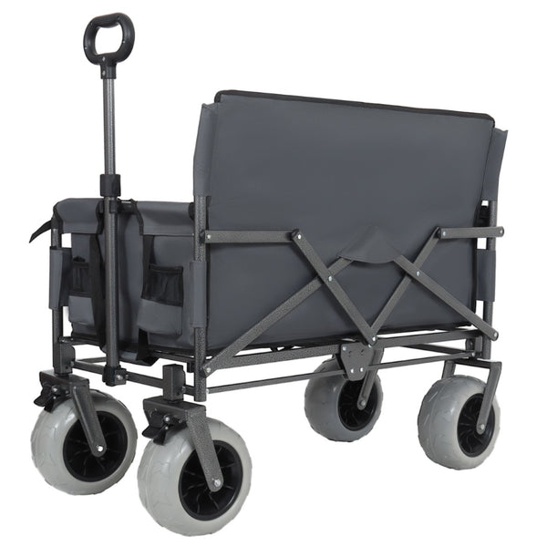 English Elm 3-in-1 Folding Utility Wagon Converts to Bench Seat with All-terrain Balloon Tires Gray W2932P312720
