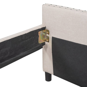 English Elm Upholstered Full Daybed with Linen Tufted Back Rivet Arms and Two Storage Drawers LP002111AAA