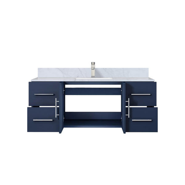 English Elm Navy 48" Bath Vanity with Carrara Marble Top, Soft-Close Drawers, Chrome Faucet, Ample Storage B2731P258648