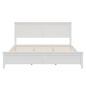 English Elm Modern Pine Wood Queen Platform Bed Slatted Headboard Tapered Legs Bedroom Frame BS701P414277K
