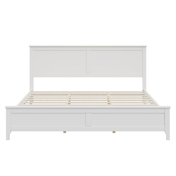 English Elm Modern Pine Wood Queen Platform Bed Slatted Headboard Tapered Legs Bedroom Frame BS701P414277K