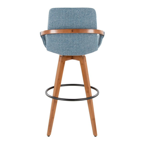 English Elm Dining/accent Chair Solid Wood Tapered Legs Cream Upholstery Mid-century Modern Seating Blue B202P471198