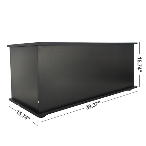 English Elm Large Antique Black Storage Bench Chest — 47.6" Melamine Seat, 300 lb Capacity, Toy Box & Shoe Bench W2139P241089