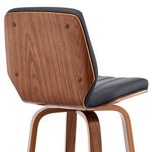 English Elm Quorin 30" Swivel Bar Stool In Gray Faux Leather & Walnut Wood - Modern Comfort & Style B2736P268614-GIGA