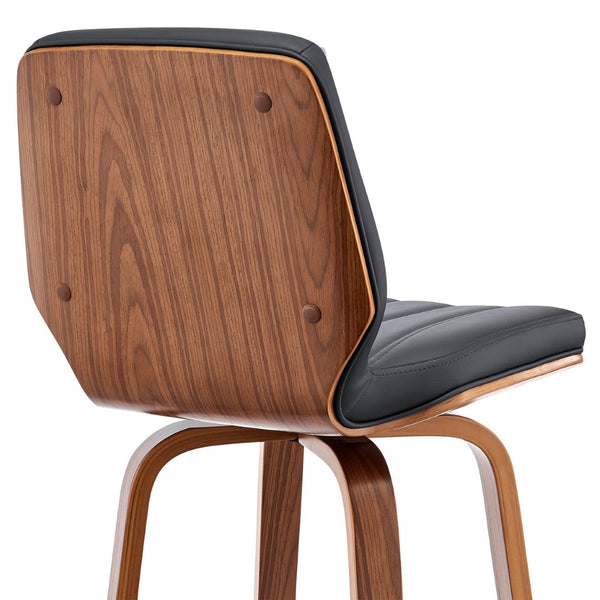 English Elm Quorin 30" Swivel Bar Stool In Gray Faux Leather & Walnut Wood - Modern Comfort & Style B2736P268614-GIGA