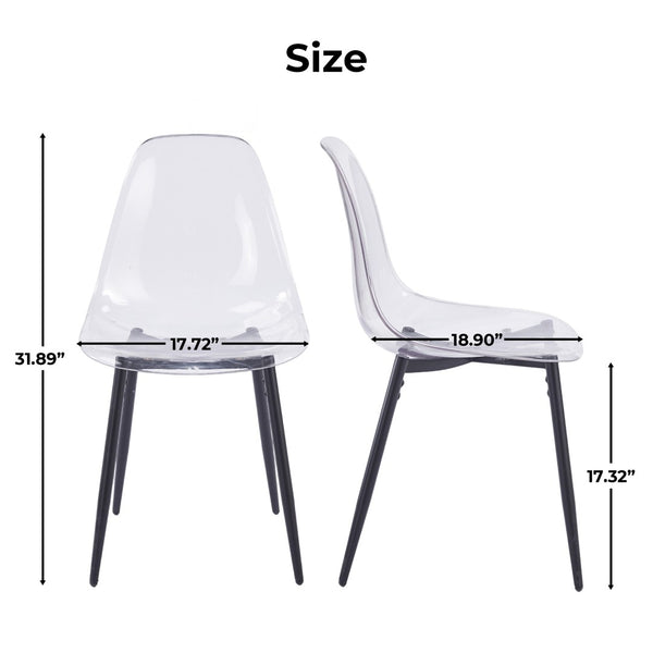 English Elm Pet Shell Dining Chairs Set of Four Clear Acrylic Modern Transparent Seating Black W3766P410239