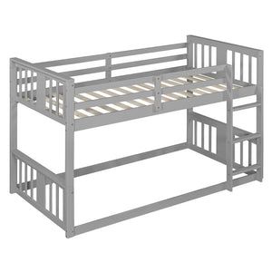 English Elm Twin Over Bunk Bed Solid Pine Frame Gray Finish with Guardrail for Kids N708P429640E