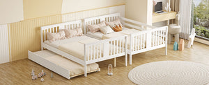 English Elm Full Over Bunk Bed with Twin Trundle Solid Pine Frame Gray Convertible LT100204AAK