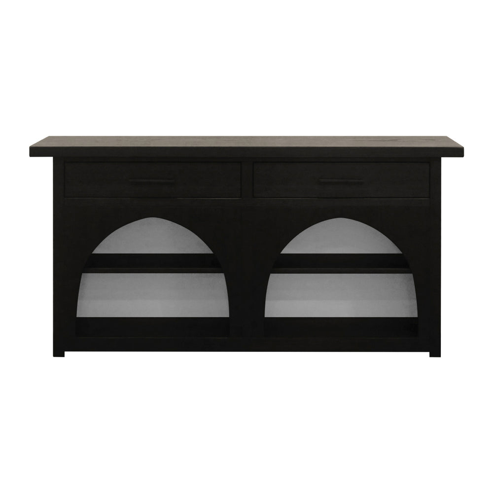 JLA Home Chapel Hill - Accent Handcrafted Console Table – Wire-Brushed Black/Grey Rubberwood, Pull-Out Drawers, No Assembly CH125-1000
