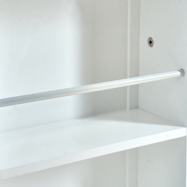 English Elm Kitchen Pantry Storage Cabinet White - Freestanding MDF Pantry with 5 Adjustable Shelves & Door Organizers, Compact 23.6"W x 15.75"D x 46.8"H W3417P315037