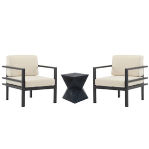 English Elm Christopher Knight Home® - 3 Piece Modern Outdoor Seating Set with Aluminum Frame, Weatherproof Cushions, Sleek Side Table, Beige/Grey N767P237029B002_N767P192080B