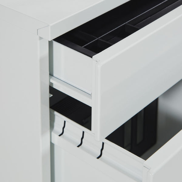 OSP Home Furnishings 22" Mobile Steel File Pedestal with Locking Drawers for Office or Standing Desk Use White PM22BF-WH