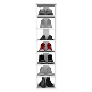 English Elm Odesto Eight Tier Vertical Shoe Tower Slim Melamine Organizer for Entryway or Closet B200P239110