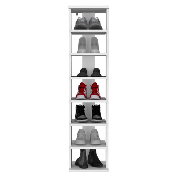 English Elm Odesto Eight Tier Vertical Shoe Tower Slim Melamine Organizer for Entryway or Closet B200P239110