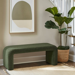 JLA Home INK+IVY - Boucle Plush Waterfall Bench with Rounded Corners, Bouclé Upholstery, Cushioned Seat, Fully Assembled II105-0595