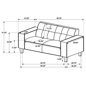 English Elm Xana Corduroy Tufted Loveseat with Tapered Wood Legs for Modern Living Rooms B062S01480