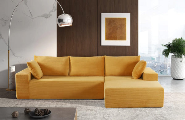 English Elm Cozyform Convertible Sectional Sofa - Soft Ginger Corduroy, Comfy Foam Couch For Living Spaces B2735P359714