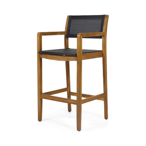 English Elm Christopher Knight Home® - FAIRFAX Santana Acacia Wood Outdoor Bar Stools Set of 2 — Teak Finish, Faux Rattan Seats, 30" Height 68991.00BLK