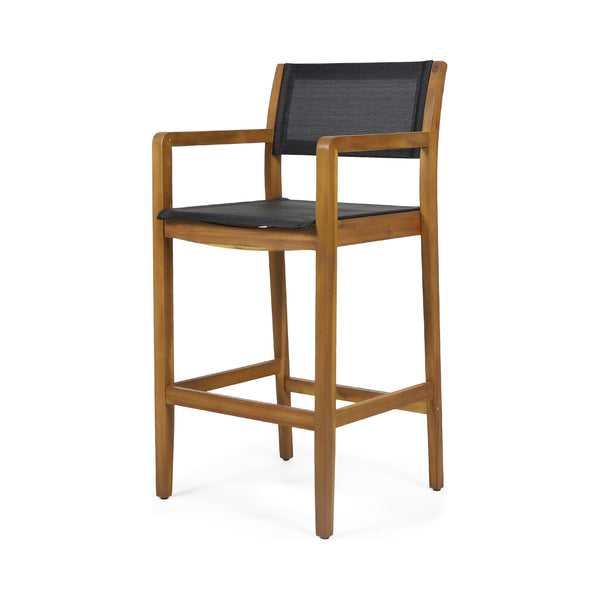 English Elm Christopher Knight Home® - FAIRFAX Santana Acacia Wood Outdoor Bar Stools Set of 2 — Teak Finish, Faux Rattan Seats, 30" Height 68991.00BLK