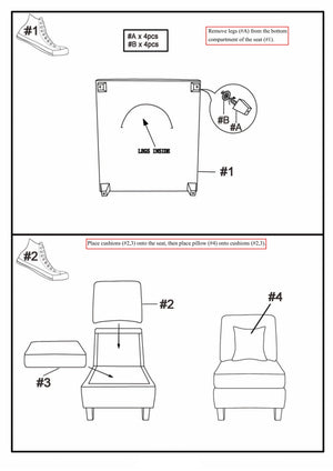 English Elm Living Armless Chair Gray Chenille Transitional Accent with Tapered Wood Legs, Pillows & High-Density Foam Cushions B2741P305625