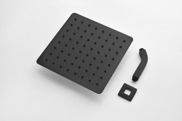 English Elm High Pressure Square Rain Shower Head Stainless Steel Spa Grade Full Body Coverage Matte Black W127264834