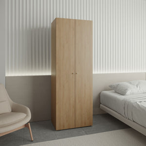 English Elm Home 2 Doors Closet System Armoire with Hanging Rod & Shelf, Compact Modern Oak Storage Solution for Small Spaces B200P362057