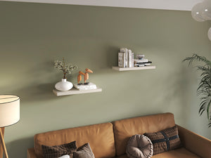 English Elm Ecco 31.5" Floating Shelves Set of 2 White Washed - Hidden Brackets, Sturdy Particle Board Display B070P351137
