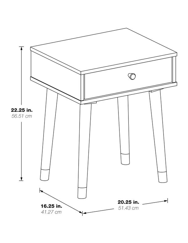OSP Home Furnishings Cupertino Side Table Light Walnut