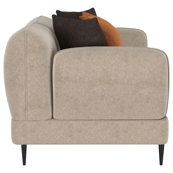 English Elm Repley Chenille Upholstered Loveseat with Sculpted Arms and Tapered Metal Legs B062P448031