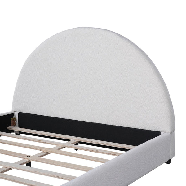 English Elm Christopher Knight Home® - Queen Size Bed Frame With Plush Boucle Upholstered Headboard - Modern Design For Cozy Bedrooms N757Q329194W