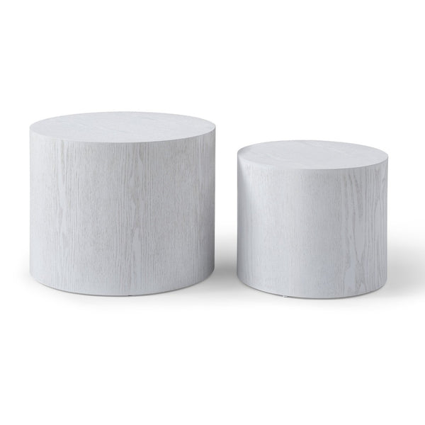 English Elm Round Nesting Coffee Tables Set of 2 Mdf Veneer White Finish for Living Room W1117P193718