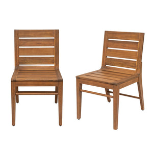 English Elm Outdoor Acacia Wood Patio Dining Chairs Set of 2 Teak Slatted Ergonomic Garden Seating N773P355906T