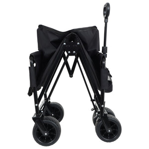 English Elm 3-in-1 Convertible Folding Utility Wagon with Bench Seat Carbon Steel Heavy Duty Black W2932P315006