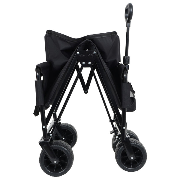 English Elm 3-in-1 Convertible Folding Wagon with 500lb Steel Frame and All-terrain Swivel Wheels Black W2932P390462