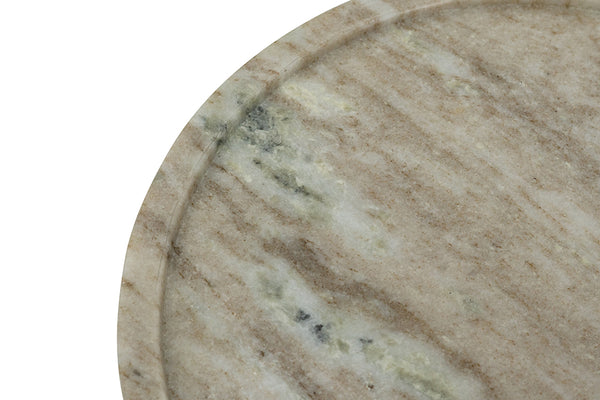 English Elm D10" Round Marble Tray Natural Gray Veined Finish — Elegant Serving, Centerpiece & Home Organizer W2078P407025