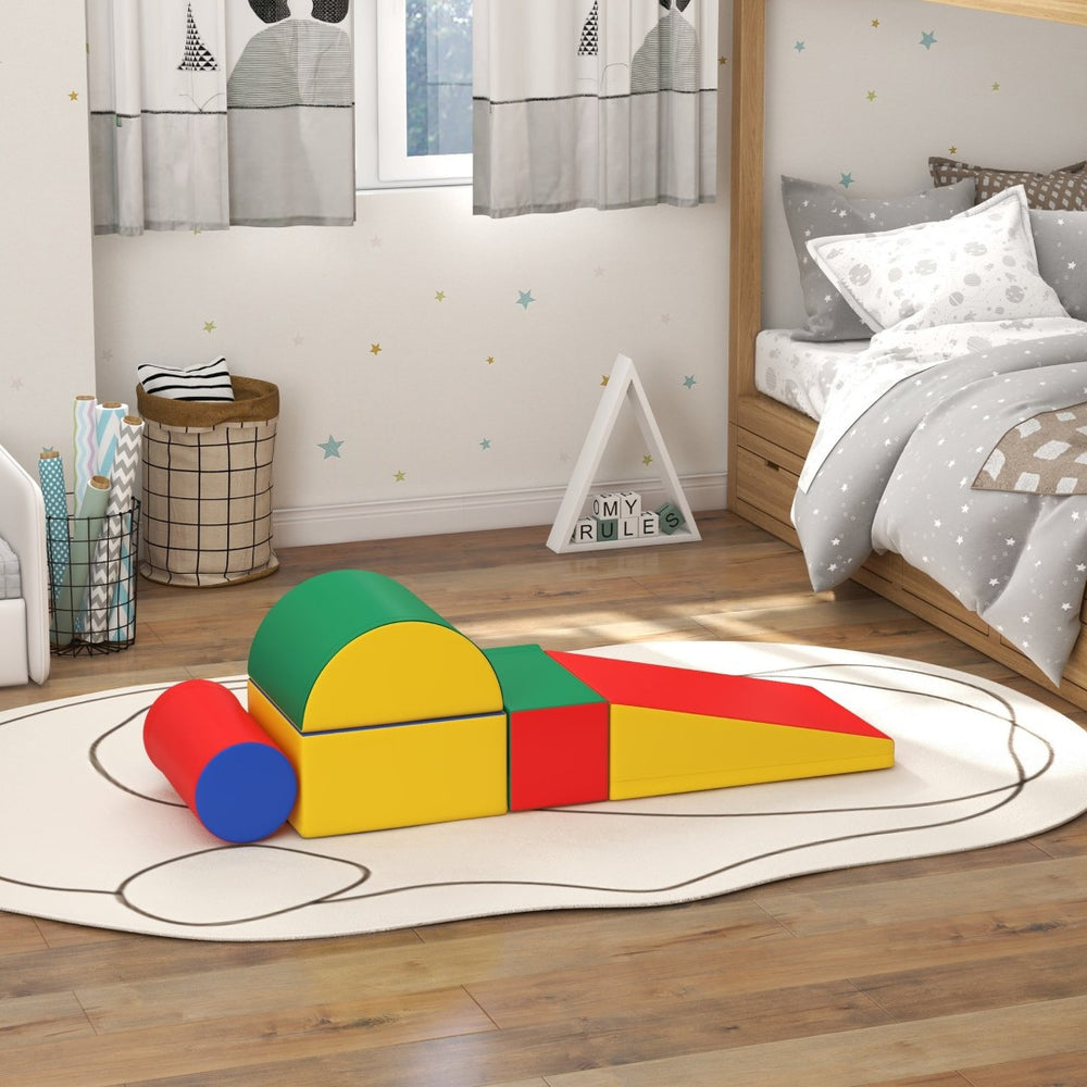 English Elm Soozier 5 Piece Foam Climbing Play Set for Toddlers with Faux Leather Wipe Clean Blocks W2225P249706