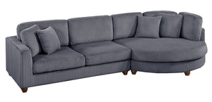 English Elm Contemporary 3pc Sectional Set with USB Charging, Corduroy Upholstery, Storage Ottoman & Pillows Dark Gray 69 L x 40 W x 23 H B011S01282