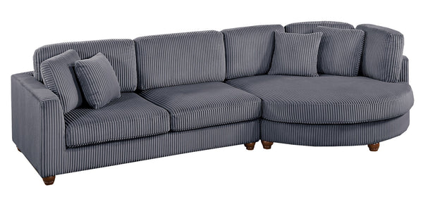 English Elm Contemporary 3pc Sectional Set with USB Charging, Corduroy Upholstery, Storage Ottoman & Pillows Dark Gray 69 L x 40 W x 23 H B011S01282