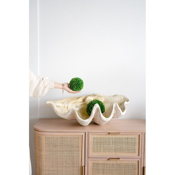 English Elm 25.3x16.5x8.5" Oversized Clam Shell Sculpture Glossy Coastal Decor Display Piece W2078P491173