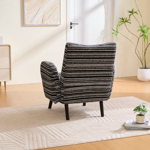 English Elm Modern boucle armchair with high-density foam cushion, solid wood legs, 500lb capacity, cozy reading seat Black W395P376574